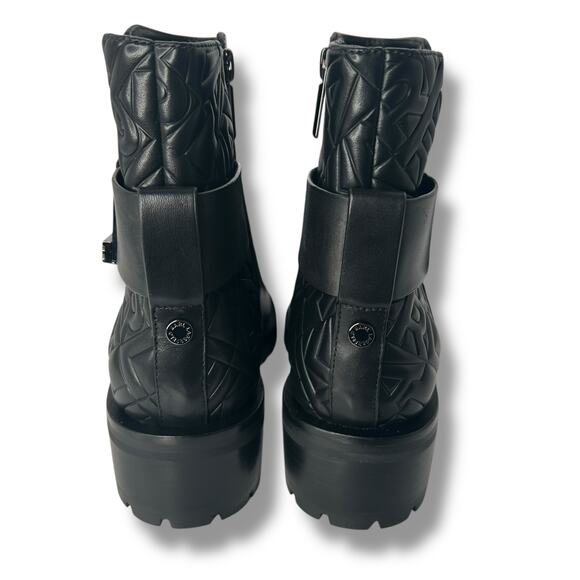 NEW Karl Lagerfeld Black Bootie Size 10 Lug Sole Leather Ankle Boot Combat Moto - Picture 11 of 11